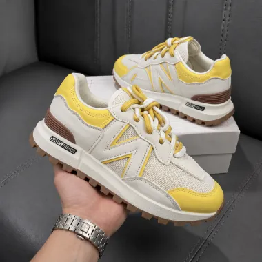 Adidasi dama casual albi cu galben 30664